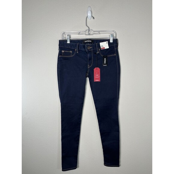 Express Denim - Express Skinny Jeans Denim Cotton Blue Women's Size 4R Low Rise Dark Wash